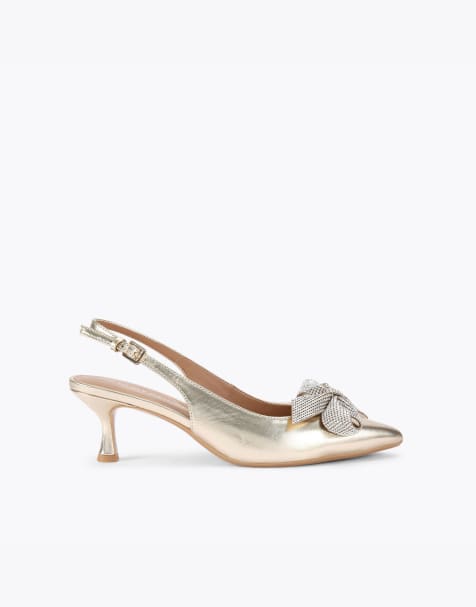 KG Kurt Geiger Tilly bow gem heeled shoes in gold combination - view 1
