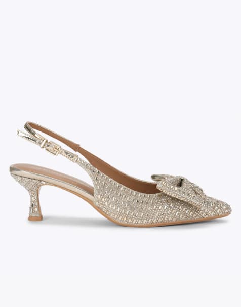 KG Kurt Geiger Tilly jewel bow heeled shoes in gold - view 1