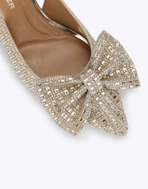 KG Kurt Geiger Tilly jewel bow heeled shoes in gold, 4 of 4