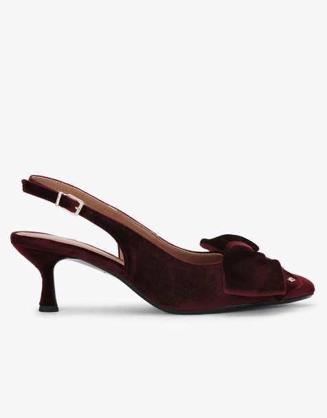 KG Kurt Geiger Tilly velvet bow heeled shoes in wine - view 1