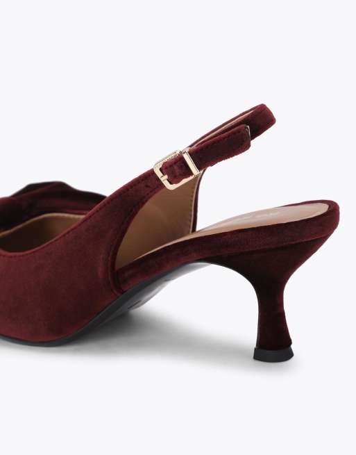KG Kurt Geiger Tilly velvet bow heeled shoes in wine, 3 of 4