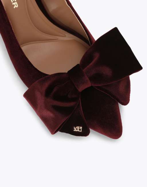 KG Kurt Geiger Tilly velvet bow heeled shoes in wine, 4 of 4