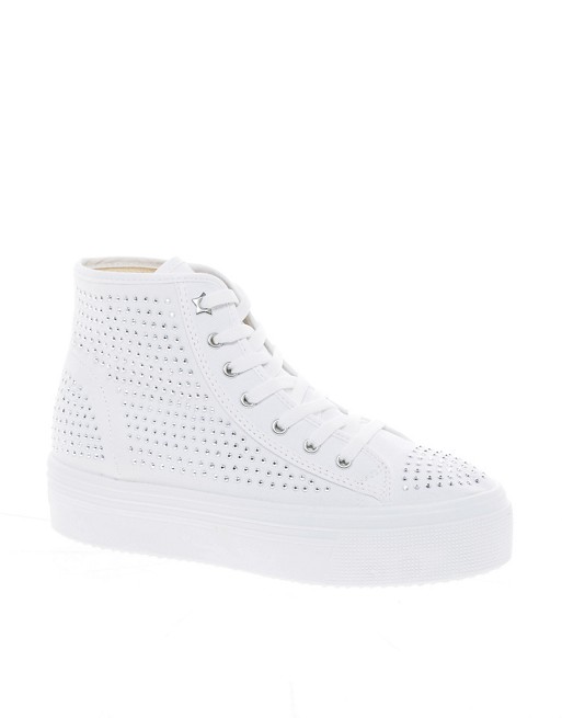 KG Lennie White Studded High Top Trainers