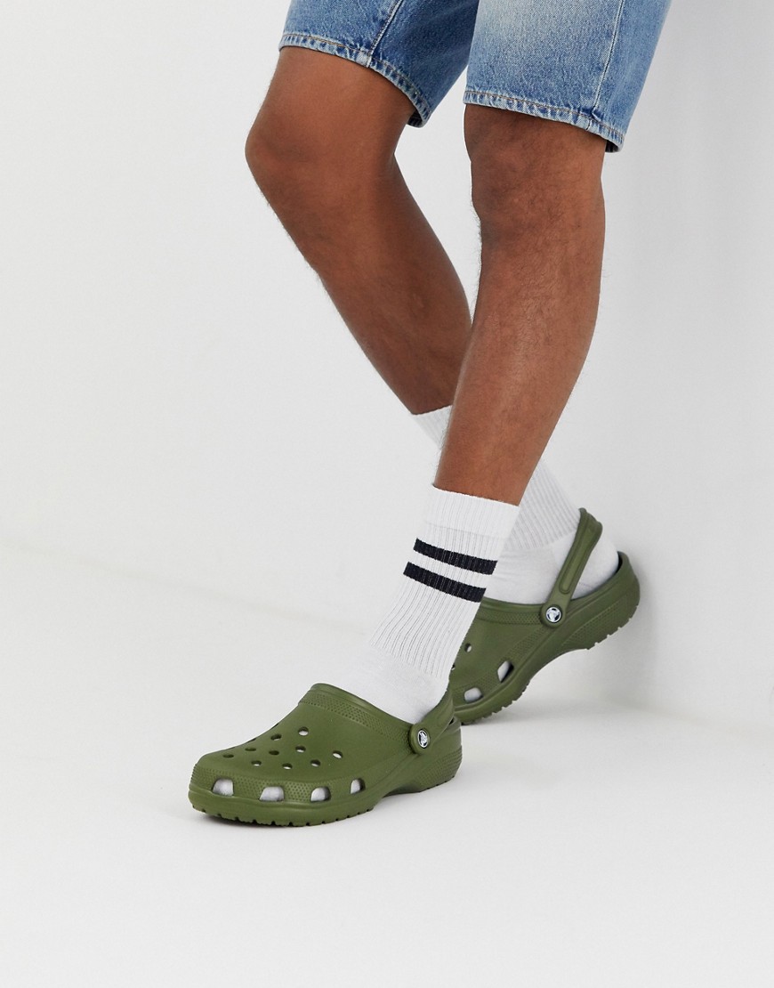 khaki-farvede klassiske sko fra crocs-grøn