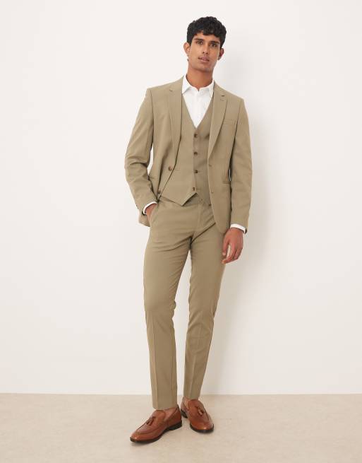 Khaki-farvede skinny habitbukser fra ASOS DESIGN