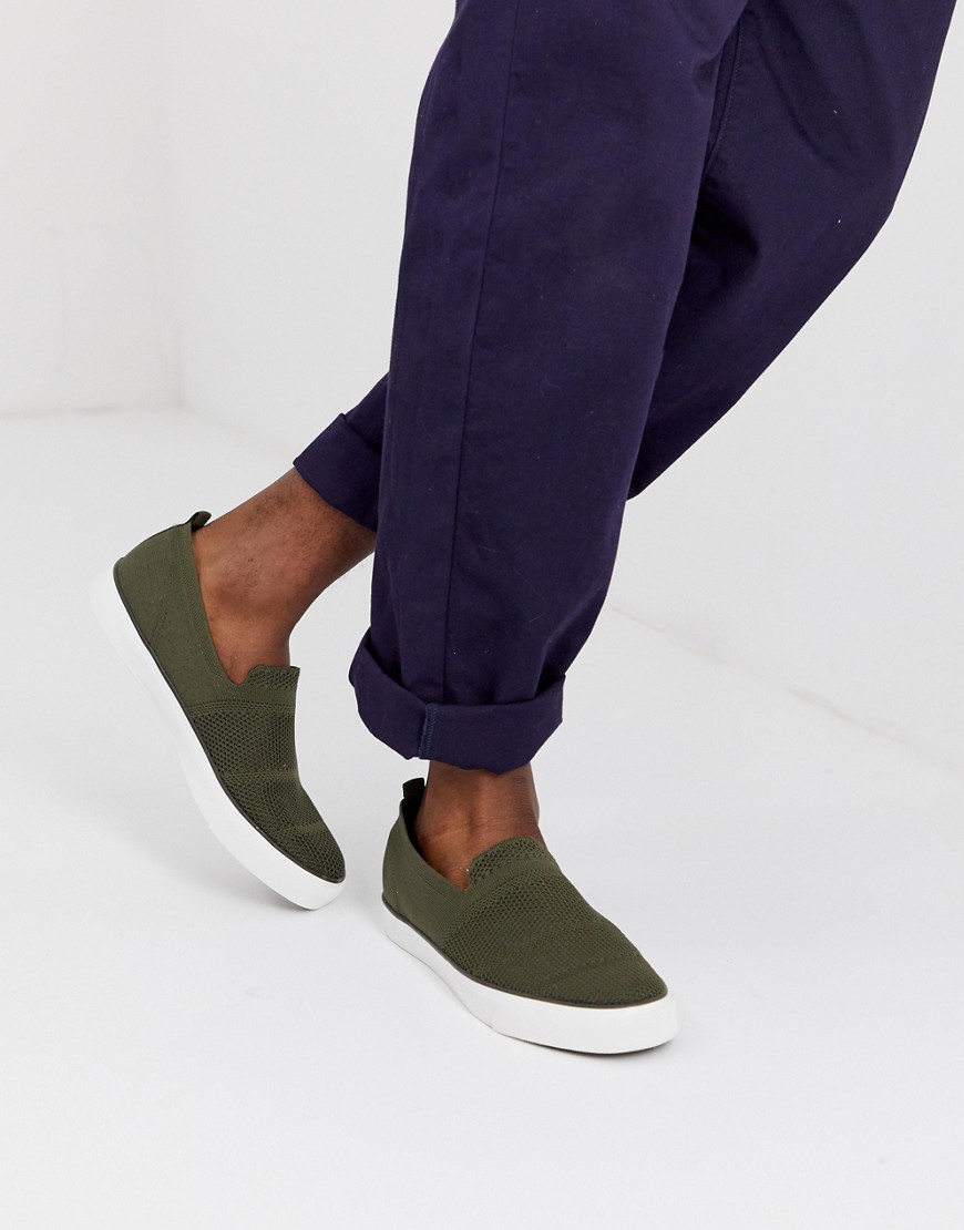 Khaki-farvede teksturerede slip-on-sko fra KG by Kurt Geiger-Grøn