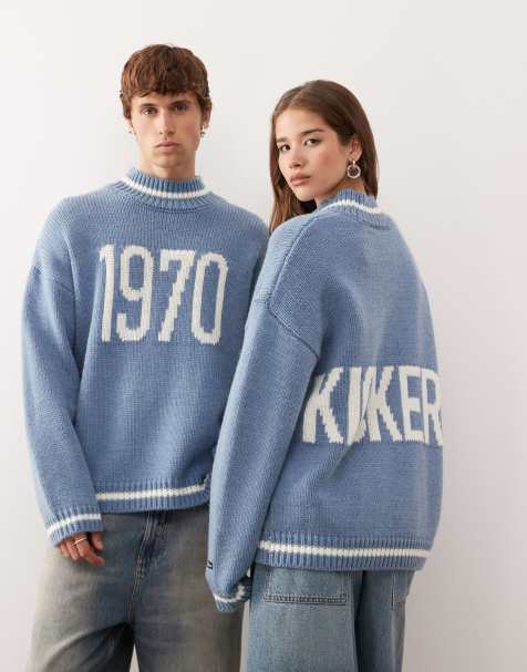 Kickers 1970 graphic sweater in real teal - view 1
