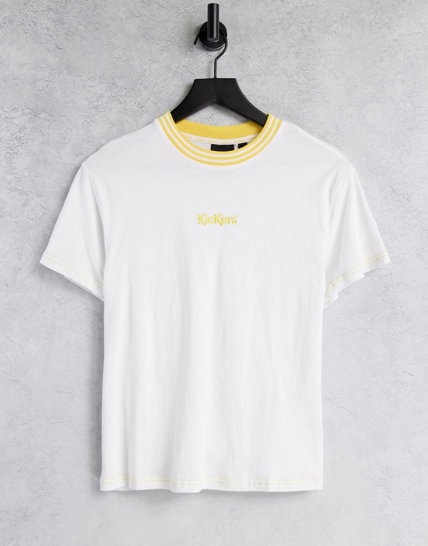 Kickers - Afslappet T-shirt med broderet logo i pastelfarve-Hvid