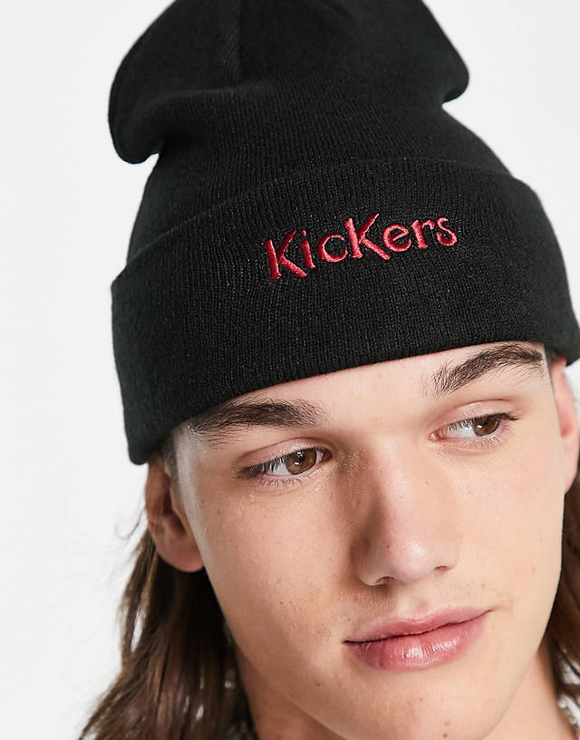 Kickers - beanie in black with logo embroidery