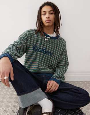 Kickers Kickers boxy fit sripe knit with navy kickers logo-Multi