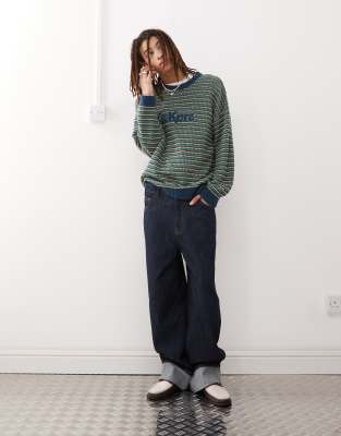 Kickers Boxy Fit Sripe Knit With Navy  Logo-multi In Multi