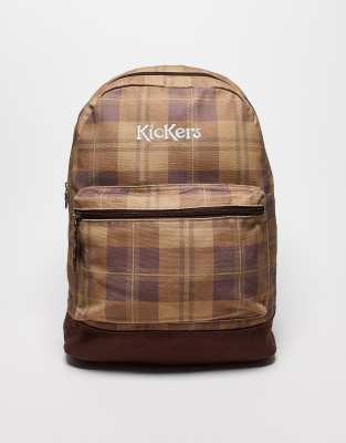 Kickers – Braun karierter Rucksack | ASOS