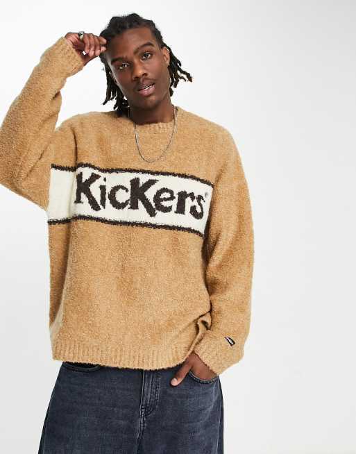 Kickers – Brązowy sweter z efektem spacedye i napisem