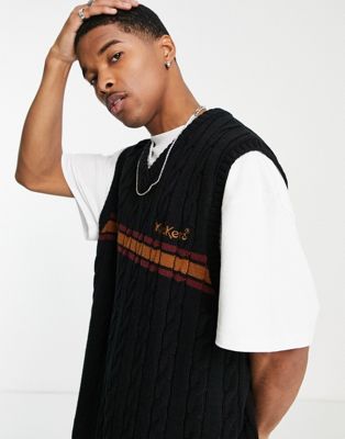 Kickers cable knit vest in black