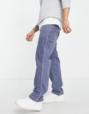 Kickers cord and drill panelled trousers in blue