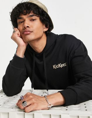 Kickers core logo embroidered hoodie in black