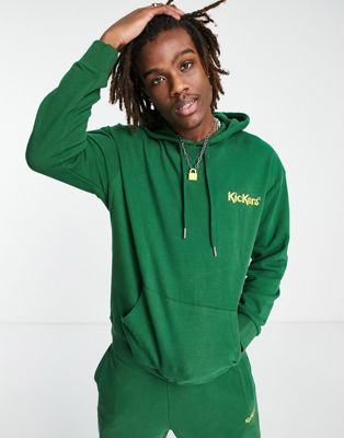 Kickers core logo embroidered hoodie in green