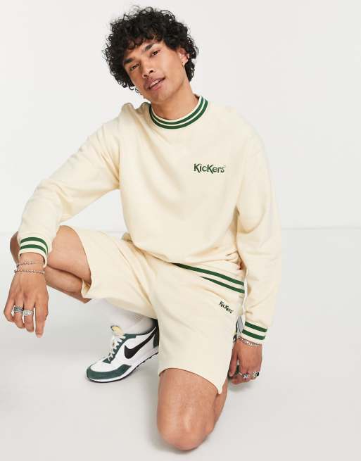 Kickers - Core - Sweatshirt met gekleurde randjes en geborduurd logo in beige