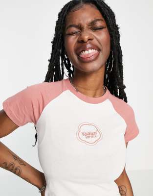 Kickers Kickers cropped raglan t-shirt with front retro logo-Multi