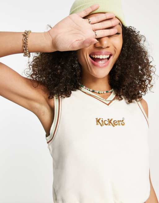 Kickers cropped retro sweat vest with toggle tie & logo, 3 of 4