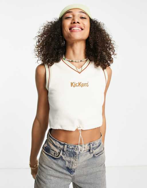 Kickers cropped retro sweat vest with toggle tie & logo, 4 of 4