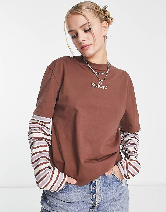 Kickers - double layer skate t-shirt with stripe sleeves