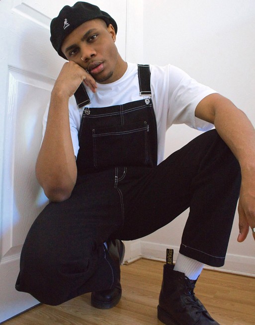 Kickers drill dungarees with pockets in black