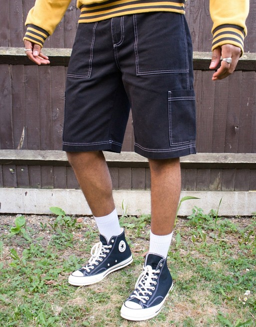 Kickers drill shorts with utility pockets in black