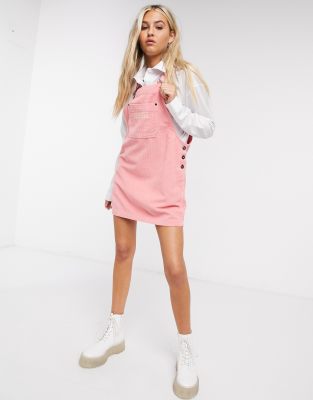 Pink cord shop dungaree dress