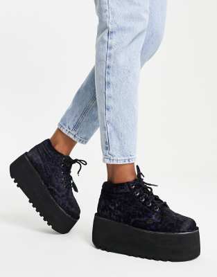 Kickers Exclusive kick hi platform boots in purple leopard print  - ASOS Price Checker