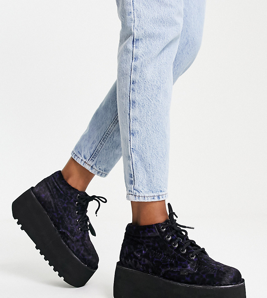 Exclusive Kick Hi Platform boots in purple leopard print