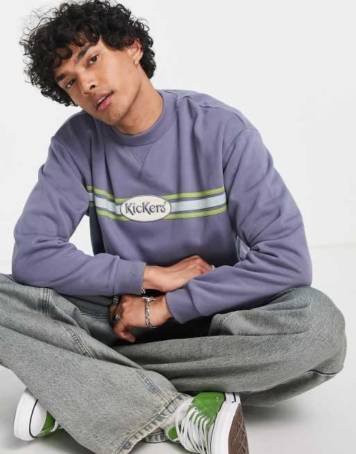 Kickers - Felpa blu con logo a righe