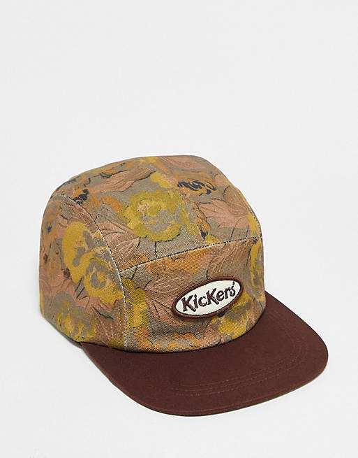 Kickers five panel cap in multicoloured abstract print and contrast peak