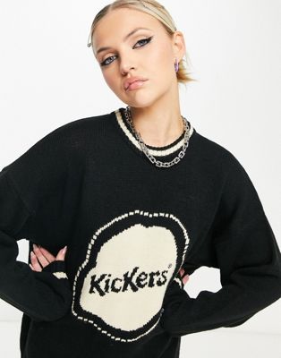 Kickers fleurette knitted jumper in black