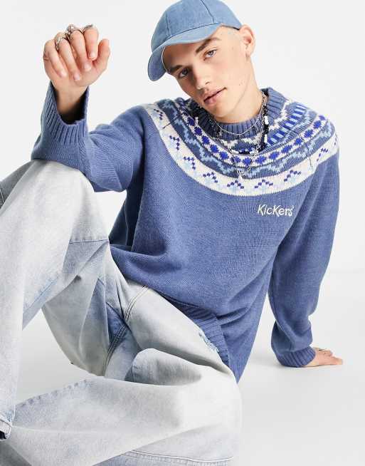 Kickers - Gebreide fairisle trui in blauw