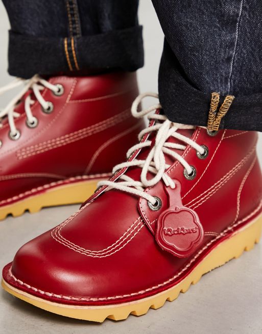 Red Classic Retro Original Kickers Leather Boot s sizes 4 to 12