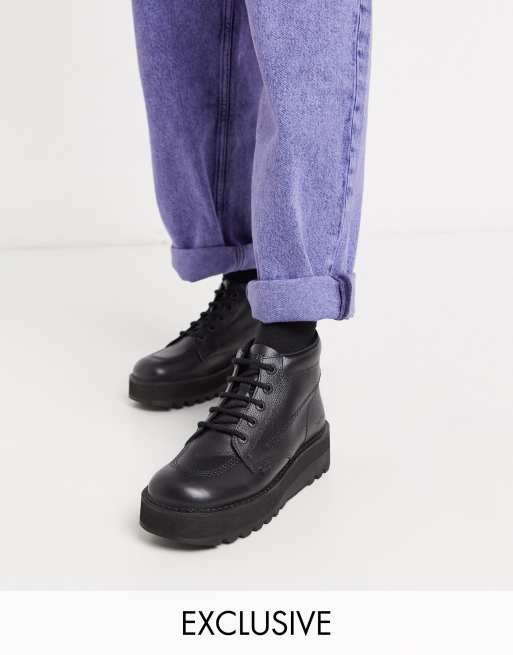 Kickers hi stack Bottines en cuir semelle plateforme Noir