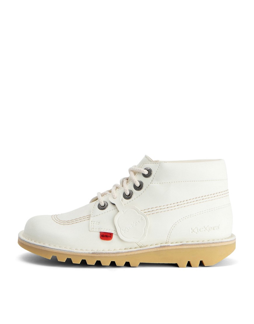 Kickers Hi vegan ankle boots in white-Red