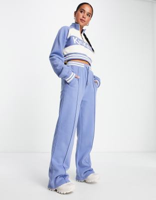 high waist wide leg varsity sweatpants - part of a set-Blue