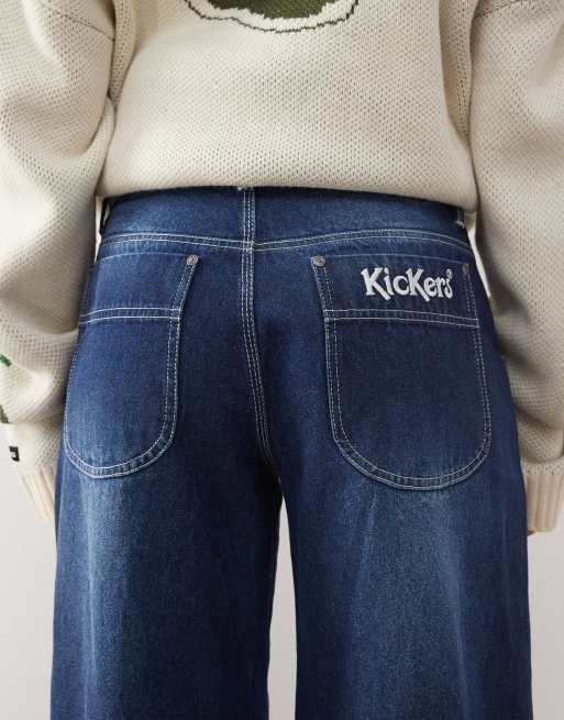 Kickers - Jeans met wijde pijpen, logo op de zak en wassing in indigo, 4 van 5
