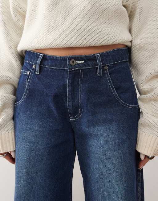 Kickers - Jeans met wijde pijpen, logo op de zak en wassing in indigo, 5 van 5