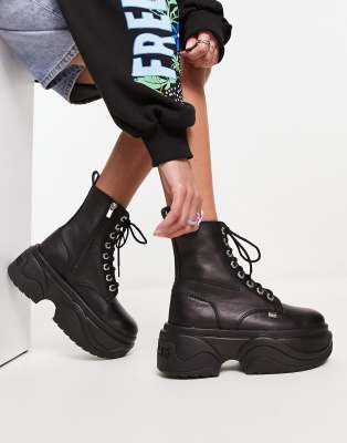 Kickers Kade hi platform boots in black leather - ASOS Price Checker