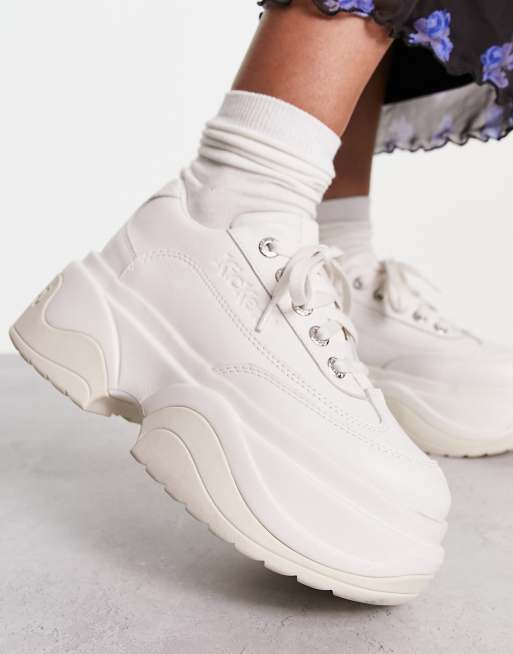 Kickers Kade lo platform sneakers in white leather | ASOS