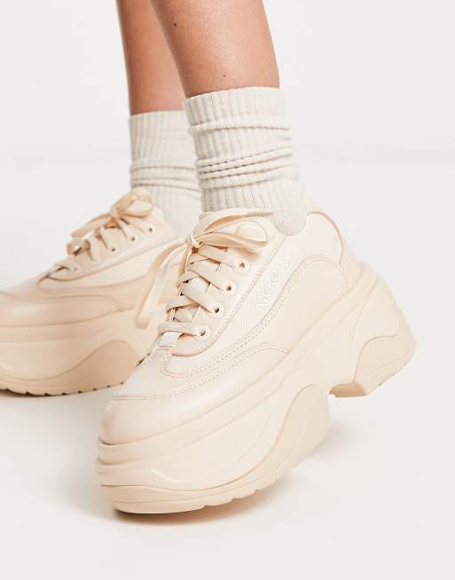 Beige clearance platform trainers