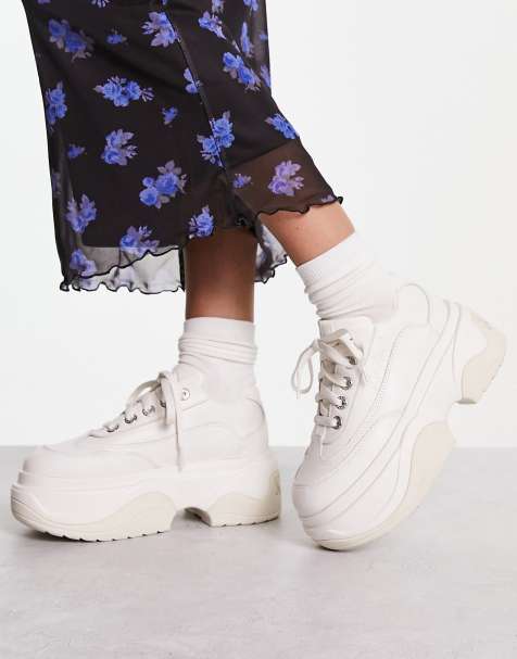 Kickers Kade lo platform trainers in white leather - view 1
