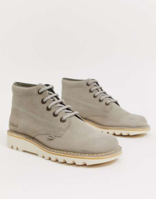 Kickers Kick Bottes montantes en cuir pour homme Gris