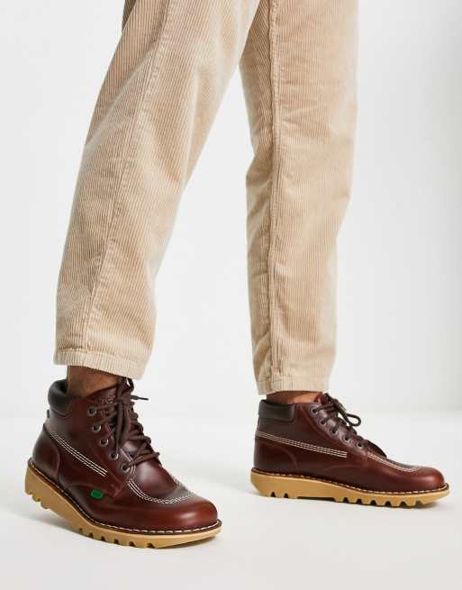 Kickers Kick Bottines montantes contrefort en cuir Marron