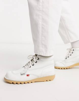 Kickers - Kick - Bottines montantes en cuir - Blanc