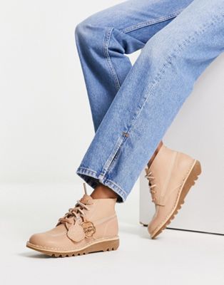 Kickers kick hi ankle boots in tan leather