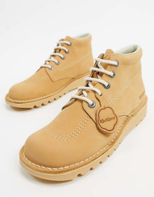 Over instelling Vroegst Oogverblindend Kickers kick hi boots in beige nubuck | ASOS